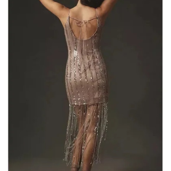 Anthropologie Metallic Fringe Mini Dress - Picture 3 of 8